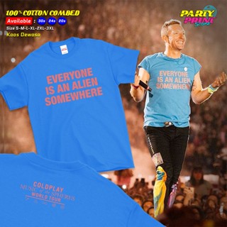 เสื้อยืดแขนสั้นคอกลมเสื้อยืด พิมพ์ลายวง Coldplay Everyone Is an Alien Somewhere BT 6 สําหรับผู้ชายCotton 100%  [S-5XL]