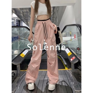 Solenne  กางเกงขายาว กางเกงยีสน์ผู้หญิง ทรงหลวม ๆ ตรง Retro Hip Hop Pants 2023 NEW Style ทันสมัย Korean Style Comfortable สวยงาม A20M05D 36Z230909