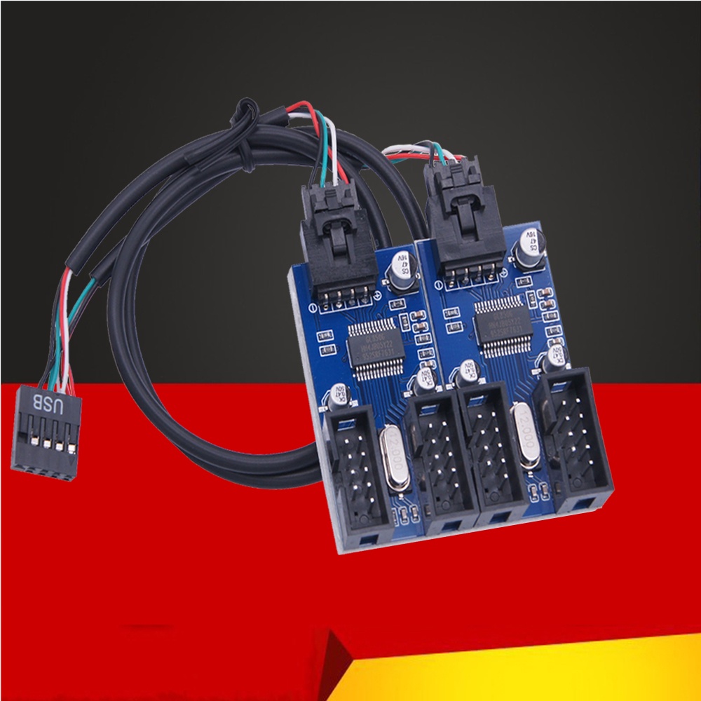 9Pin USB Splitter เมนบอร์ด USB 9Pin อินเทอร์เฟซ Header Splitter 1 ถึง 2 สายอะแดปเตอร์ 9Pin 1 ถึง 2/4