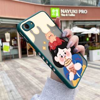 เคสโทรศัพท์มือถือแบบแข็ง ใส กันกระแทก ลายการ์ตูนชานมไข่มุก มีลายด้านข้าง สําหรับ OPPO A83