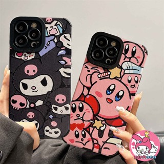 เคสโทรศัพท์มือถือหนัง ซิลิโคนนิ่ม TPU กันกระแทก ลายการ์ตูนคุโรมิ Kirby หรูหรา สําหรับ iPhone 14 13 12 11 Pro Max X Xr Xs Max 8 7 6 6s Plus SE2020