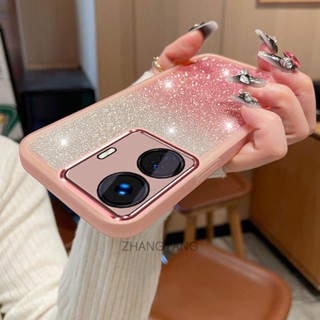 เคส Realme c55 ใหม่ ไล่ระดับสี แวววาว กระดาษ เคสโทรศัพท์ TPU นิ่ม เคสมาพร้อมฟิล์มเลนส์