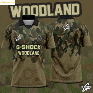 Gshock เสื้อยืดโปโล UNISEX ลายไม้ สไตล์เรโทร