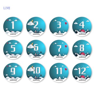 Live สติกเกอร์ รายเดือน 1-12 เดือน สําหรับเด็กผู้ชาย และเด็กผู้หญิง 12 ชิ้น