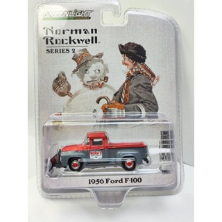 พร้อมส่ง ไฟสีเขียว 1: 64 Norman Rockwell Series 2-1956 Ford F-100 &amp; Snow Plow