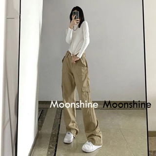 Moon กางเกงขายาว คาร์โก้ กางเกง เชือกอเมริกันคลาสิค Cargo pants 2023 NEW 071823