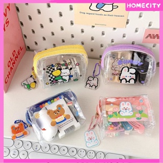[พร้อมส่ง] Cute Puppy Pvc Transparent Student Pencil Case Cartoon Printed Jelly Bag Cosmetic Storage Waterproof Cosmetic Bag Portable Zipper Bag