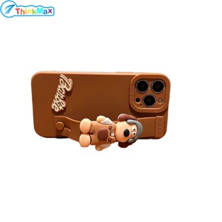 เคสโทรศัพท์มือถือ ซิลิโคน ลายการ์ตูนสุนัข 3D พร้อมสายรัดข้อมือ สําหรับ Iphone 14 13 12 11 Series