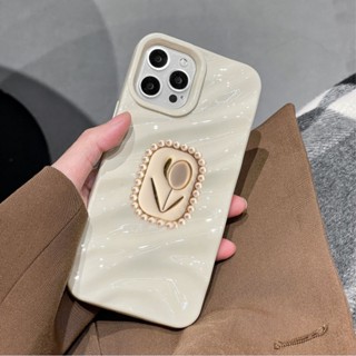 เคสโทรศัพท์มือถือ กันกระแทก ลายดอกทิวลิป 3D พร้อมขาตั้ง สําหรับ iPhone 14 Pro Max 13 12 11 Por Max