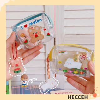 Hecceh กระเป๋าสตางค์ PVC แบบใส มีซิป ขนาดเล็ก