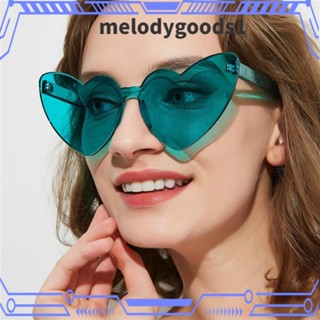 Melodygoods1 แว่นตากันแดด ไร้ขอบ หนา ลายหัวใจ สําหรับผู้หญิง