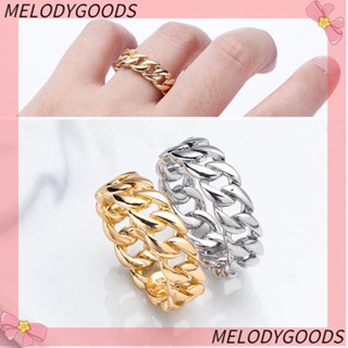 MELODG Link Chain Ring New Trendy Wedding Gift for Women Men Stainless Steel