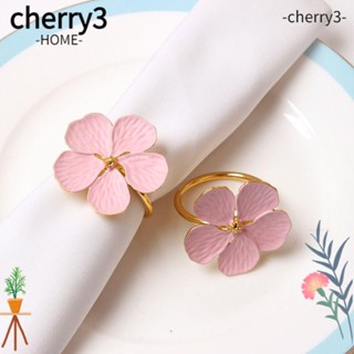 Cherry3 แหวนผ้าเช็ดปาก รูปดอกไม้ ดอกพลัม แฮนด์เมด สําหรับโรงแรม ปาร์ตี้