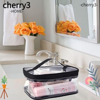 CHERRY3 กระเป๋าเครื่องสําอาง PVC แบบใส มีซิป แบบพกพา คุณภาพสูง สําหรับเดินทาง