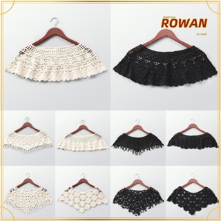 Rowans ผ้าคลุมไหล่ เสื้อปอนโช กลวง ป้องกันแสงแดด พู่โครเชต์ถัก ผ้าคลุมไหล่