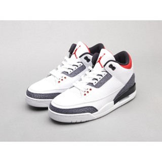 Jordan 3 GS AJ3 Joe 3 รองเท้าบาสเก็ตบอล 398614 เปลวไฟ สีแดง CZ6634-100 k