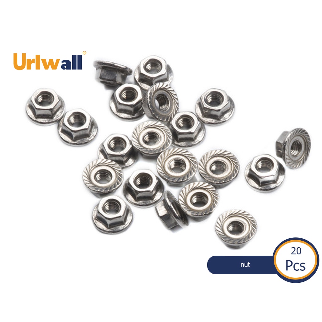 Urlwall 20 ชิ้น 304 สแตนเลสหกเหลี่ยมอุปกรณ์เสริมพิเศษสําหรับฮาร์ดแวร์บ้านซ่อมหน้าแปลนถั่ว M3 M4 M5 M6 M8 สลิปล็อคอ่อนนุช