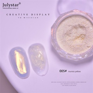 JULYSTAR พร้อมสต็อก Micizian Fairy Glossy Ice White Fine Pearl Powder With Strong Pearly Moon Pigment Dust Chrome Powder Pigment Pearl Nail Pigment For Nail Salon