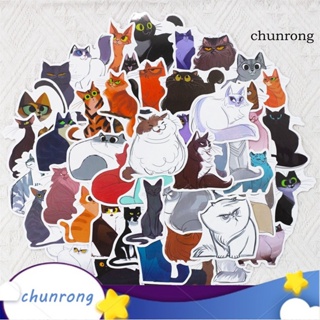 Chunrong สติกเกอร์ PVC ลายการ์ตูนแมว กันน้ํา สําหรับตกแต่งแล็ปท็อป กระเป๋าเดินทาง DIY 50 ชิ้น