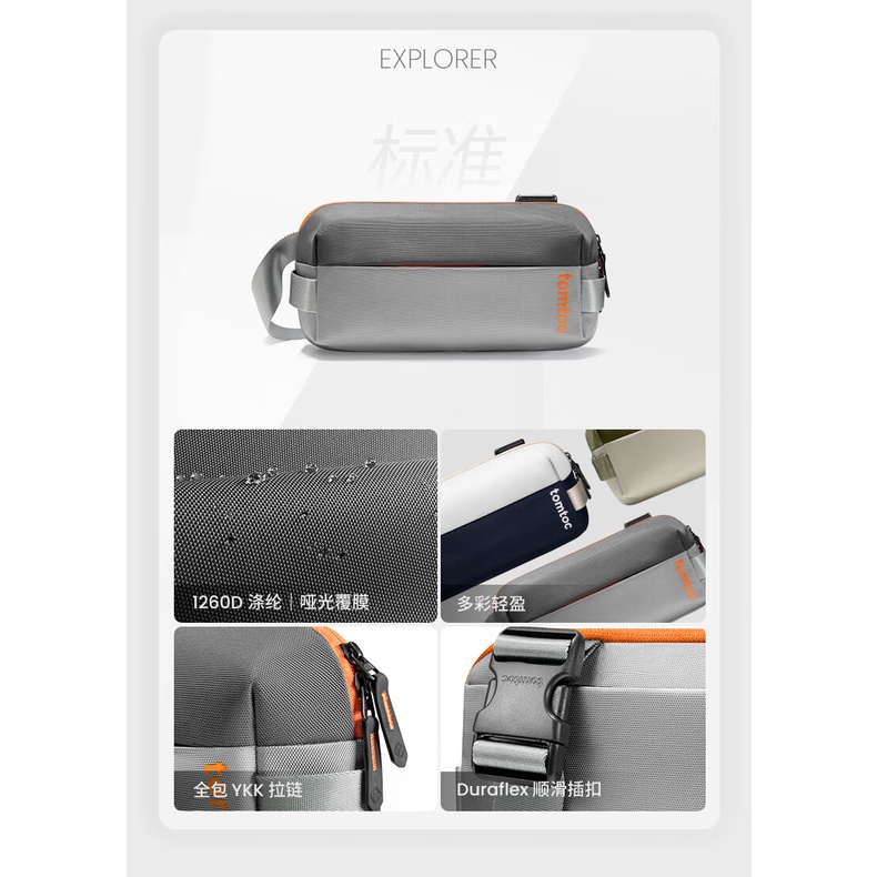 tomtoc Chest Bag T21S1 Switch Storage Bag 8.3 inch 4 litre Men's Crossbody shoulder bag waterproof