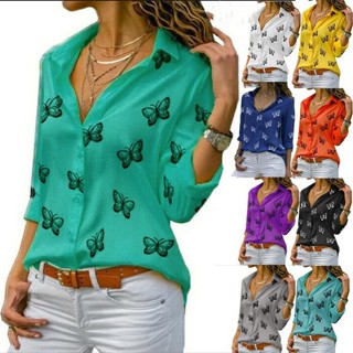 เสื้อเชิ้ตลําลอง ผ้าชีฟอง คอปก ทรงหลวม ขนาดใหญ่ สีขาว สําหรับสตรี