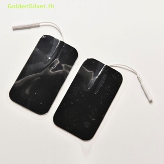 Goldensilver แผ่นอิเล็กโทรด มีกาวในตัว ขนาดใหญ่ ใช้ซ้ําได้ สําหรับเครื่องจักร Tens EMS 2 ชิ้น