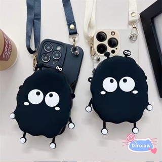 เคสโทรศัพท์มือถือ ลายการ์ตูนน่ารัก พร้อมกระเป๋าสตางค์ และสายคล้อง สีดํา สําหรับ Xiaomi Poco M4 5G M4 Pro 5G C40 4G Redmi A1 2022 4G K50 Ultra