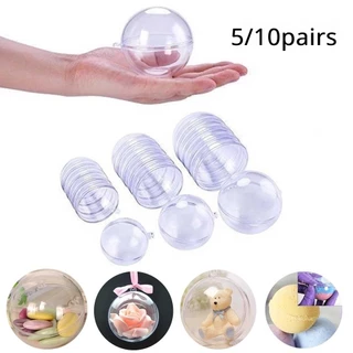 ลูกบอลพลาสติกใส 3~14 ซม. 5 คู่ สําหรับตกแต่งบ้าน คริสต์มาส วันวาเลนไทน์ งานแต่งงาน ปาร์ตี้