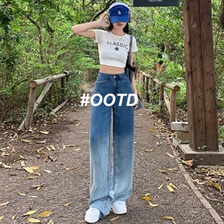  OOTD SHOP กางเกงขายาว กางเกงยีนส์ผู้หญิง ผู้หญิงแฟชั่นเกาหลี สบาย ins fashion ทันสมัย A97L19N 36Z230909