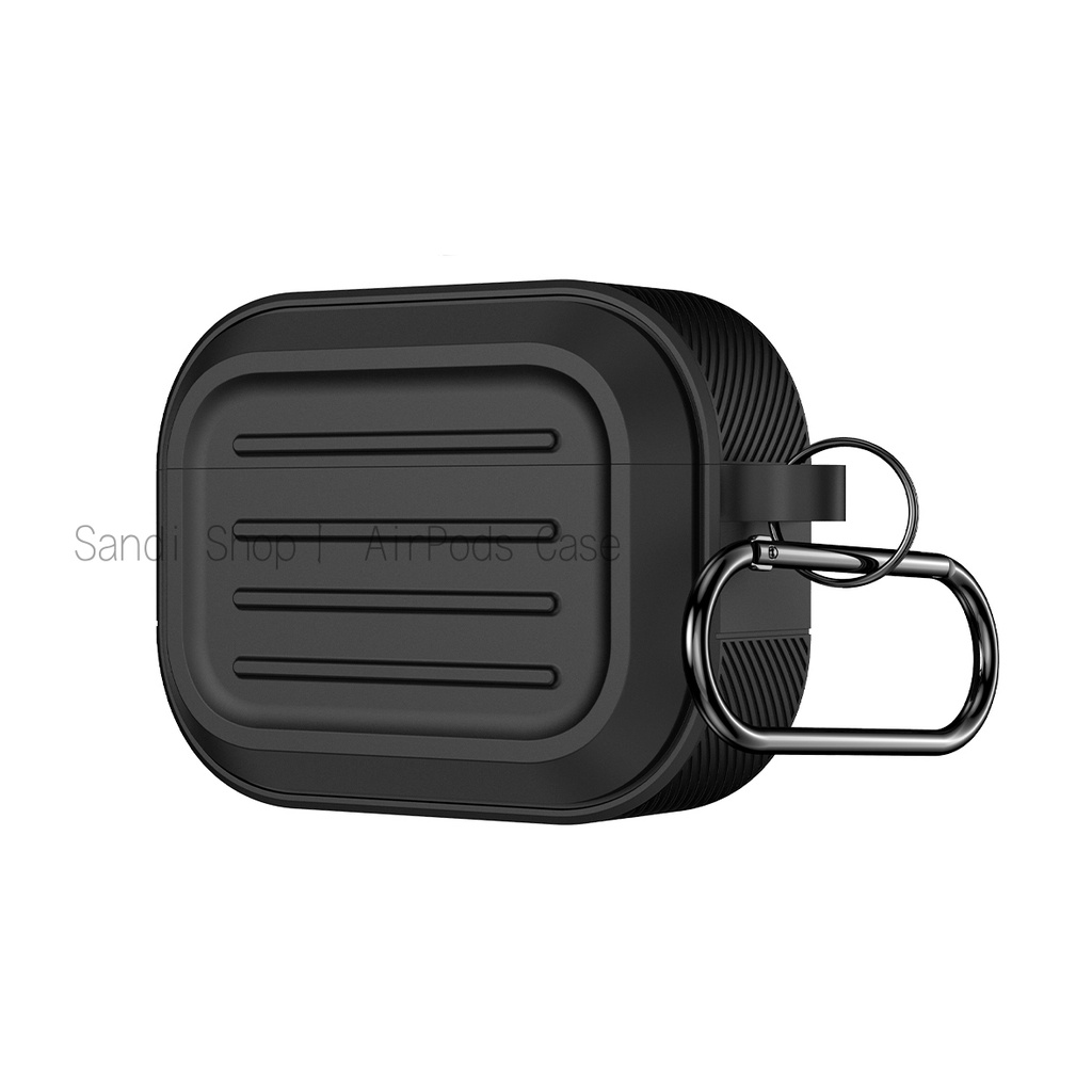 ซิลิโคนนุ่ม Simple Stripe กันตก AirPods 1/2/3/Pro/Pro2 พร้อมตะขอ สําหรับเคสไร้สายบลูทูธ Gen 2