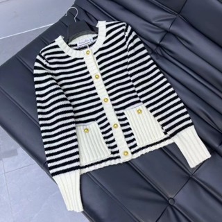 ❤️❤️【พร้อมส่ง】❤️❤️เสื้อโค้ทคาร์ดิแกน ผ้าถัก ลายทาง สําหรับผู้หญิง