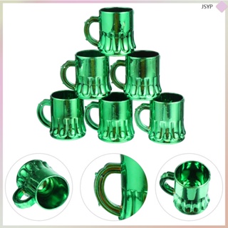 Junshaoyipin.th แก้วมัก ลาย Saint Patricks Day สีเขียว สําหรับตกแต่งปาร์ตี้ 6 ชิ้น