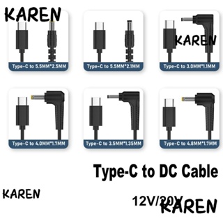 Karen สายแปลงพาวเวอร์ซัพพลาย USB Type C เป็น DC ปลั๊ก 5.5X2.5 มม. PD 65W 12V 20V 3A สําหรับกล่องทีวี