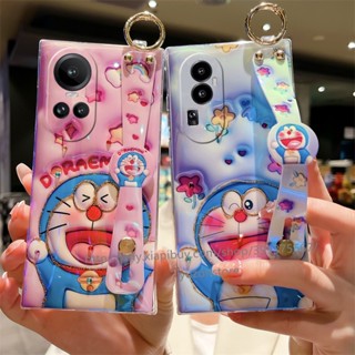 มาใหม่ เคสโทรศัพท์มือถือ TPU ลายการ์ตูนโดราเอมอน 3D พร้อมสายคล้องข้อมือ และขาตั้ง สําหรับ OPPO Reno10 Pro Pro+ 5G A58 A78 4G เคส Phone Case