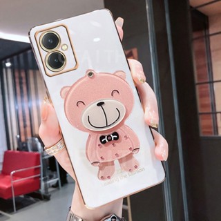 เคสมือถือ แบบนิ่ม ลายหมีสีชมพู พร้อมกระจกแต่งหน้า สําหรับ VIVO Y27 Y36 VIVO Y78 4G 5G 2023 VivoY27 VivoY36 VivoY78