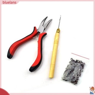 Blu ชุดเครื่องมือต่อผม คีม + ตะขอ + ลูกปัดไมโครซิลิโคน 100 ชิ้น