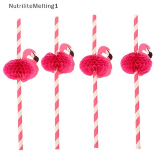 [NutriliteMelting1] หลอดดูดน้ํา ลายฟลามิงโก้ 3D สําหรับตกแต่งงานแต่งงาน ปาร์ตี้ 10 ชิ้น [TH]