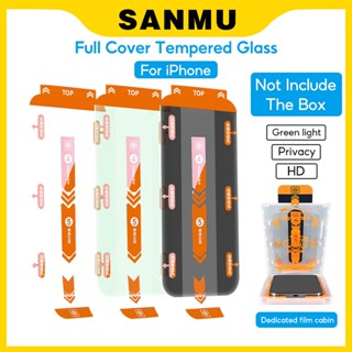 SANMU (ไม่รวมกล่อง) ฟิล์มกระจกนิรภัยกันรอยหน้าจอ HD สีเขียวอ่อน สําหรับ IPhone 14Plus 13 12 11ProMax XR 11