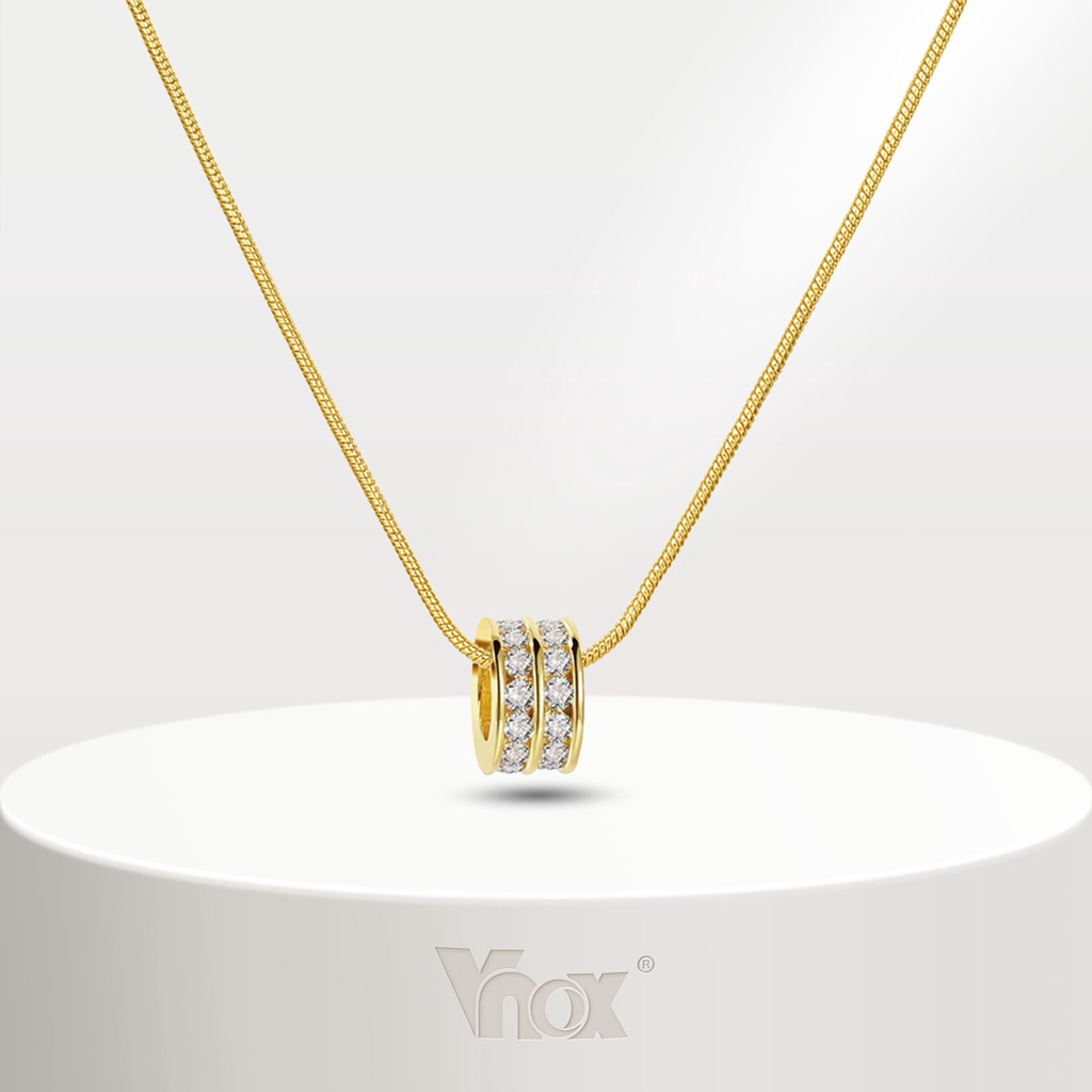 Vnox สร้อยคอ สเตนเลส ทอง 18K ประดับเพทาย AAA หรูหรา ของขวัญ สําหรับผู้หญิง