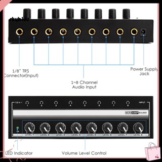 [Sy] เครื่องขยายเสียงหูฟัง 1-in 8-out Channel เสียงรบกวนต่ํามาก ปลั๊ก US สําหรับสตูดิโอ บันทึกเสียง มอนิเตอร์ หูฟัง เครื่องขยายเสียง อุปกรณ์สตูดิโอ