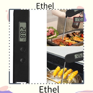 Ethel1 เครื่องวัดอุณหภูมิอาหารดิจิทัล สเตนเลส แบบพับได้ สําหรับทําอาหารบาร์บีคิว เนื้อสัตว์ น้ํามัน