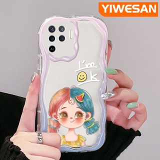 เคสโทรศัพท์มือถือแบบนิ่ม ใส กันกระแทก ลายการ์ตูนเด็กผู้หญิงน่ารัก สีครีม สําหรับ OPPO A94 4G F19 Pro Reno 5F Reno 5 Lite