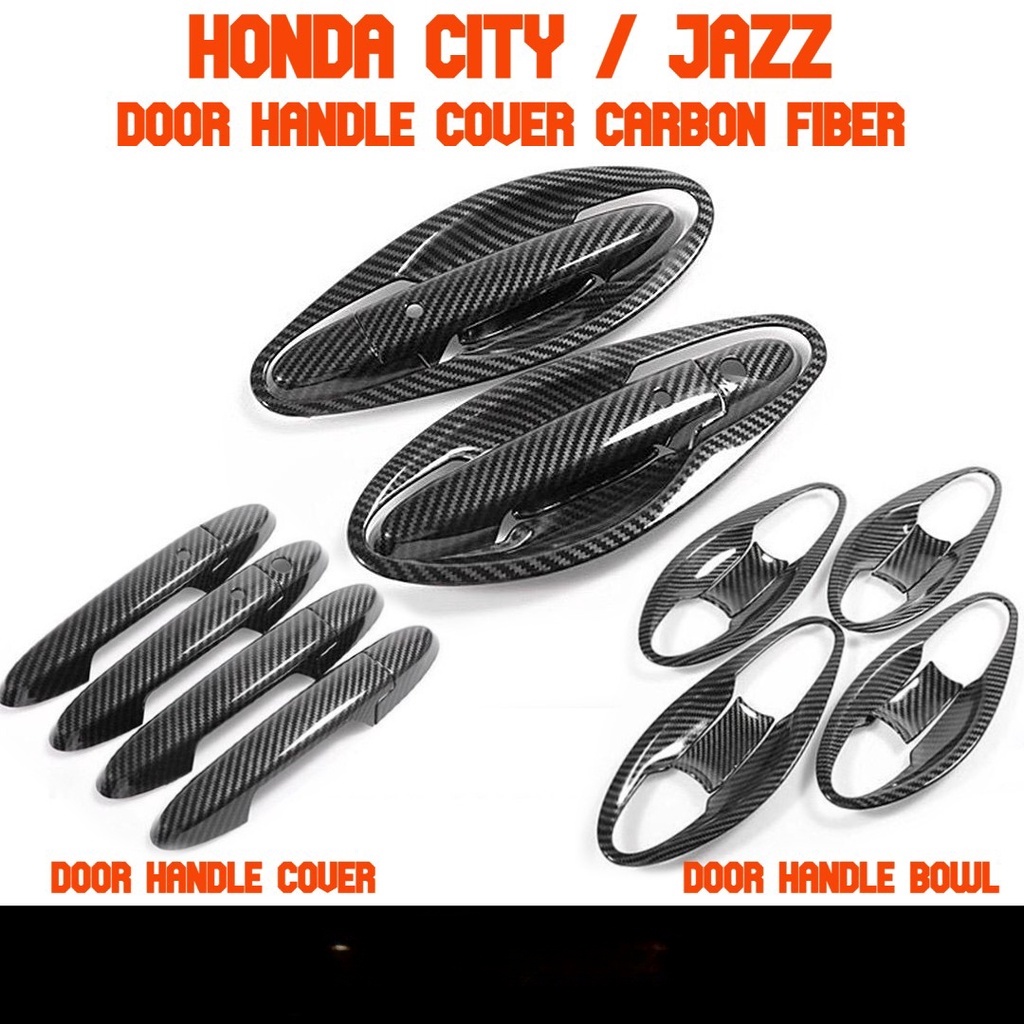 Honda Jazz GK 2014-2018 ฝาครอบมือจับประตูคาร์บอนไฟเบอร์ 1 ชุด 4 ชิ้น