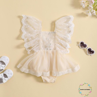 Babyclothes- ชุดรอมเปอร์ บอดี้สูท แขนพอง ปักลายดอกไม้ แฟชั่นฤดูร้อน สําหรับเด็กผู้หญิง