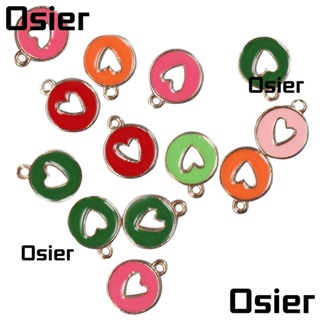 Osier1 จี้โลหะสังกะสีอัลลอย ทรงกลม แบน หลากสี สําหรับทําเครื่องประดับ สร้อยข้อมือ