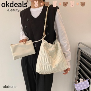 Okdeals กระเป๋าสะพายไหล่ กระเป๋าถือ หนัง PU แบบนิ่ม จุของได้เยอะ 5 สี สําหรับสตรี