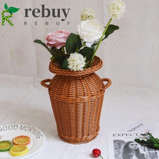 Rebuy แจกันดอกไม้หวายสาน แฮนด์เมด สไตล์เรโทร สําหรับตกแต่งบ้าน