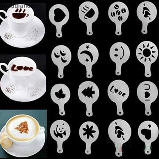 Ma แผ่นแม่แบบ ลายฉลุ รูปดอกไม้ สําหรับเครื่องชงกาแฟ 16 ชิ้น