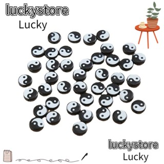 Lucky ลูกปัดดินเหนียว สีดํา 10 มม. สําหรับทําเครื่องประดับ สร้อยข้อมือ DIY 100 ชิ้น