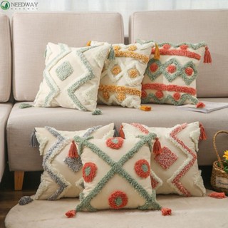 Needway ปลอกหมอนอิง สีเขียว สไตล์โบโฮ ขนาด 45x45 ซม. สําหรับตกแต่งบ้าน โซฟา ห้องนั่งเล่น ห้องนอน